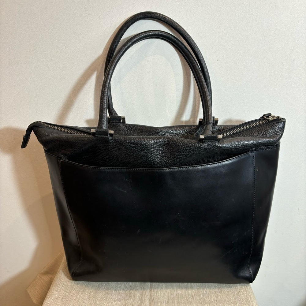 NARDELLI Made in Italy Pebbled & Smooth Leather Large  Outer Pocket Tote Bag - Picture 8 of 11